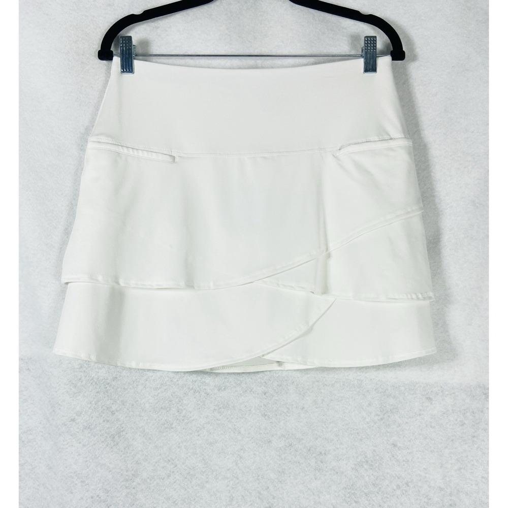 Lucky In Love Skort Women's Medium White Tiered Tennis Skirt Athleisure NWOT